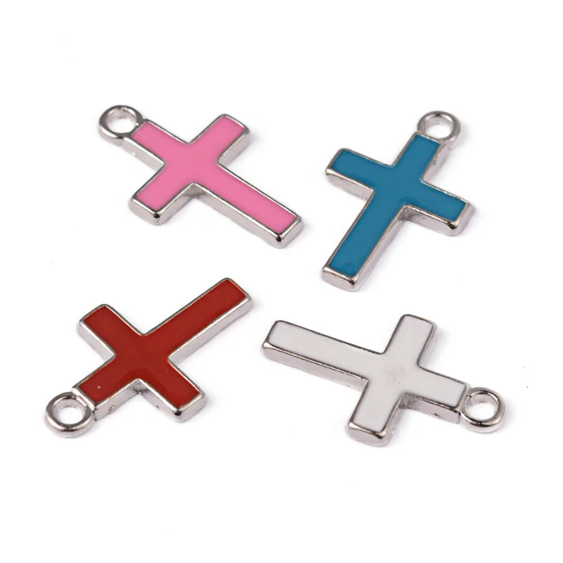 

Color dripping alloy cross pendant diy cross earrings necklace pendant jewelry accessories