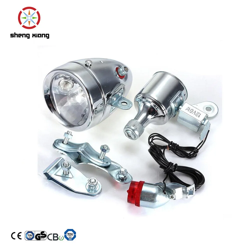 

Retro bicycle dynamo taillight and front light, Silver