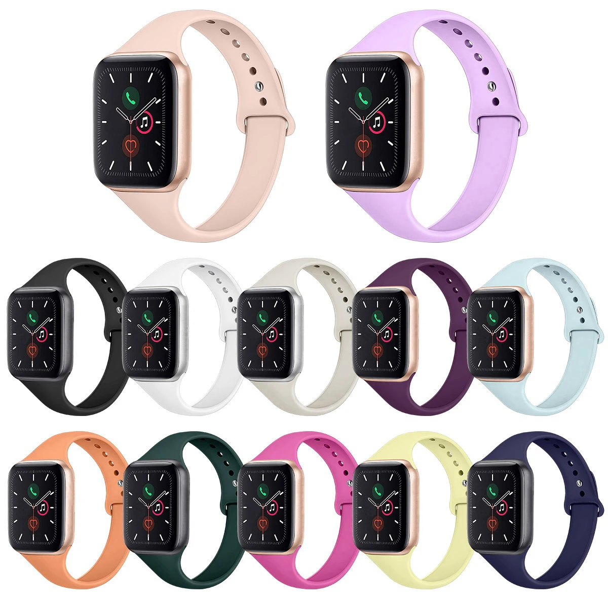 

for Apple Watch 5/4/3/2/1 Bands Soft Silicone Rubber Fitness Quick Release Wrist Strap Smart Watchbands