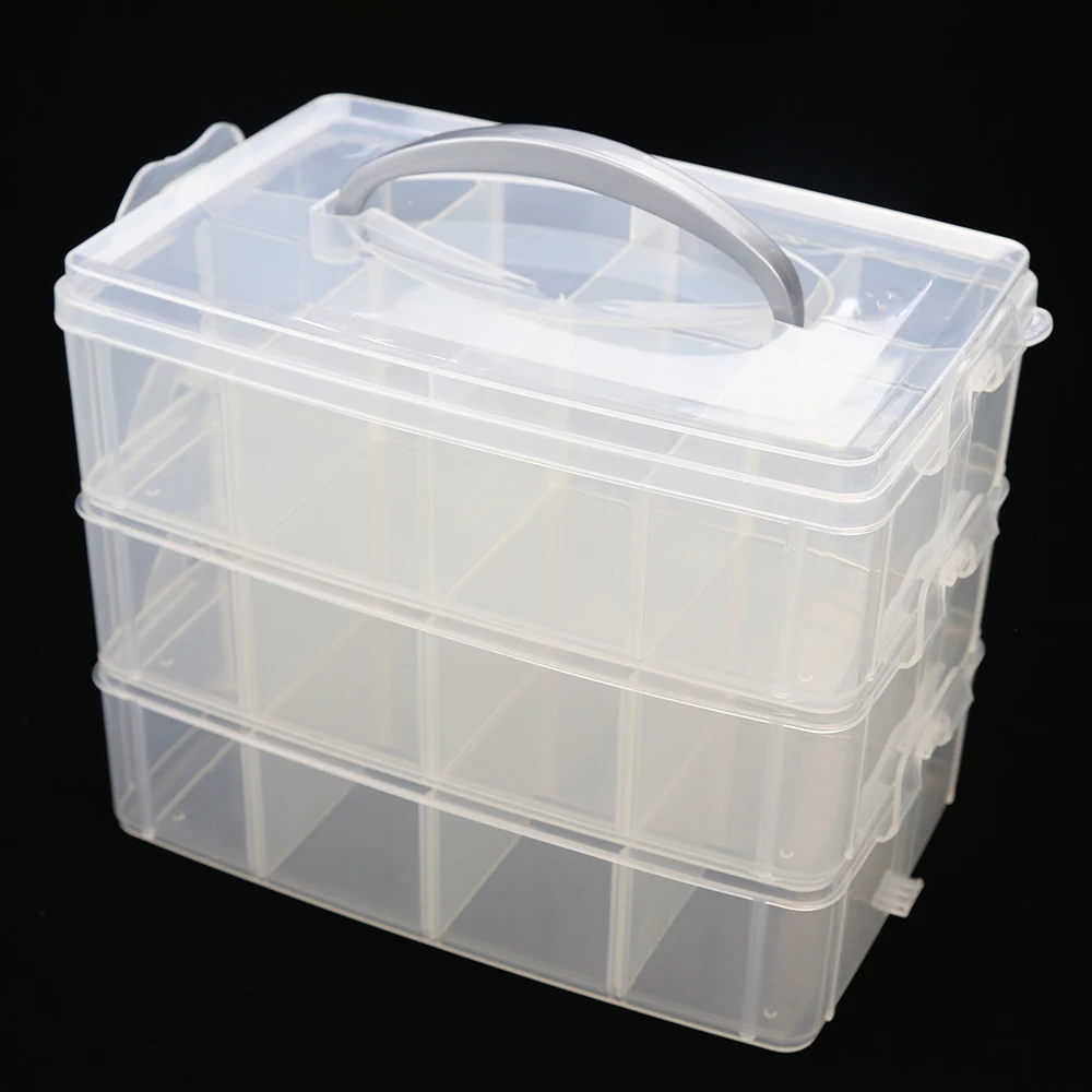

XuQian Adjustable Compartments Bead/ Finding/Craft Items Storage Box Plastic with Handle