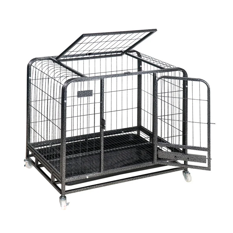 

Factory Direct Selling Double Door Wire Small Rabbit Dog Crate Large Heavy Duty Wheels Metal Stainless Steel Pet Cages Dog Kenne, As picture