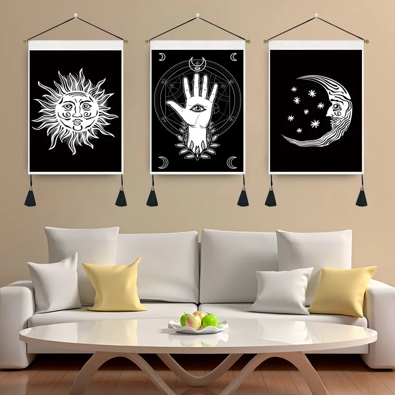 

Bohemian Style Moon And Sun Series Tapestry Paintings Home Bedroom Pendant Murals