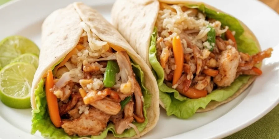 Spices used in Thai Chicken Wrap including lemongrass, chilies, and lime