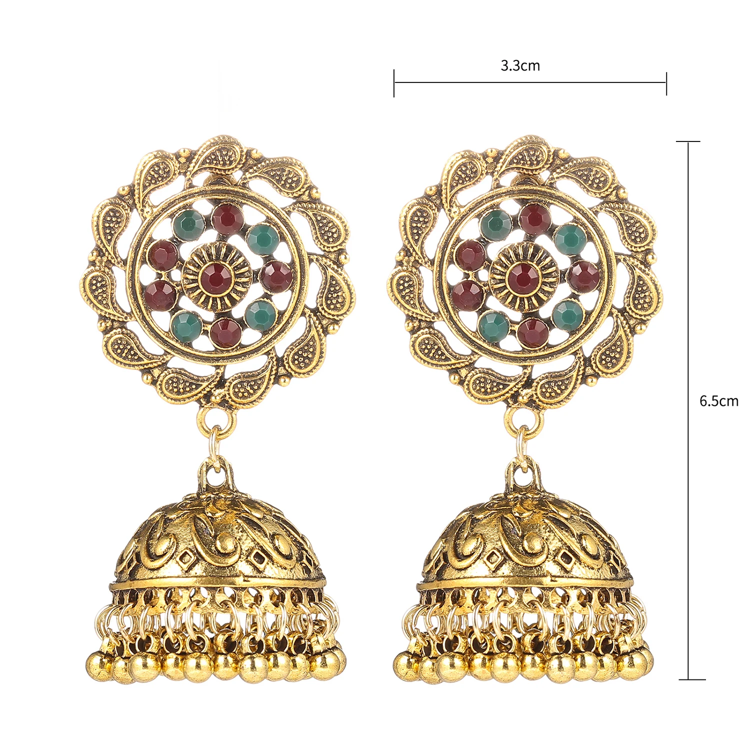 

2022 Bohemian Hollow Women's Retro Ethnic Style Indian Jhumka Earrings Female Beads Bells Earrings Jewelry Custom