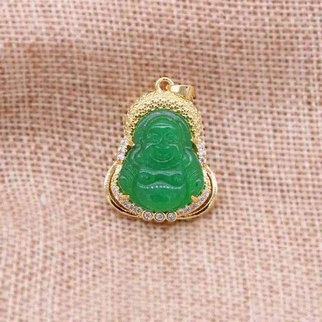

Zircon jade gold buddha pendant jewelry a wholesale Maitreya pendant necklace