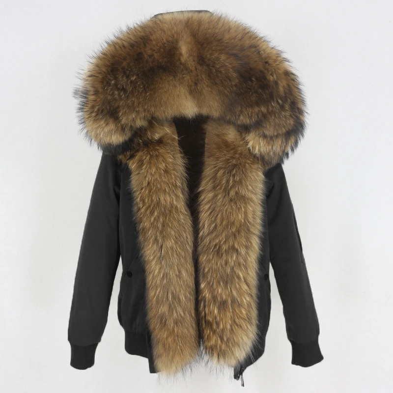 

OFTBUY 2021 New Bomber Waterproof Parka Winter Jacket Women Natural Real Raccoon Fur Hood Coat Detachable Thick Warm Outerwear
