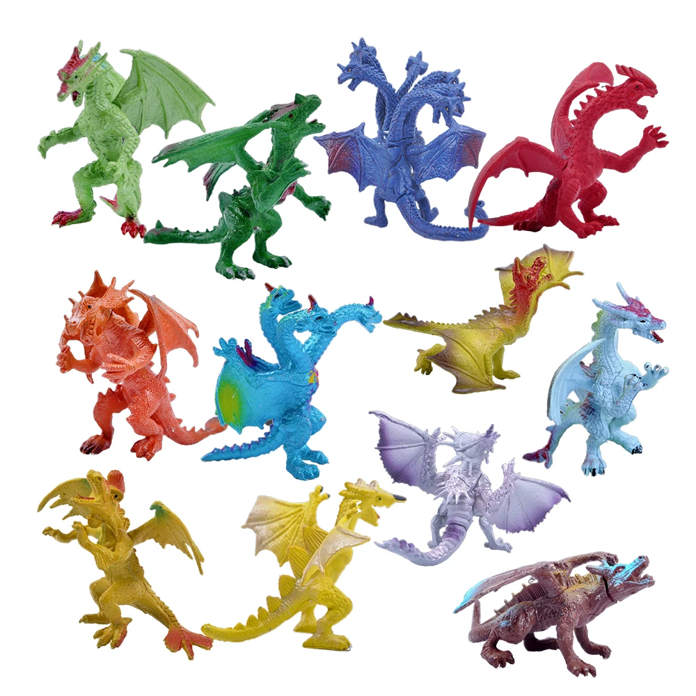 12pcs plastic 5 pvc dragon toy for kids