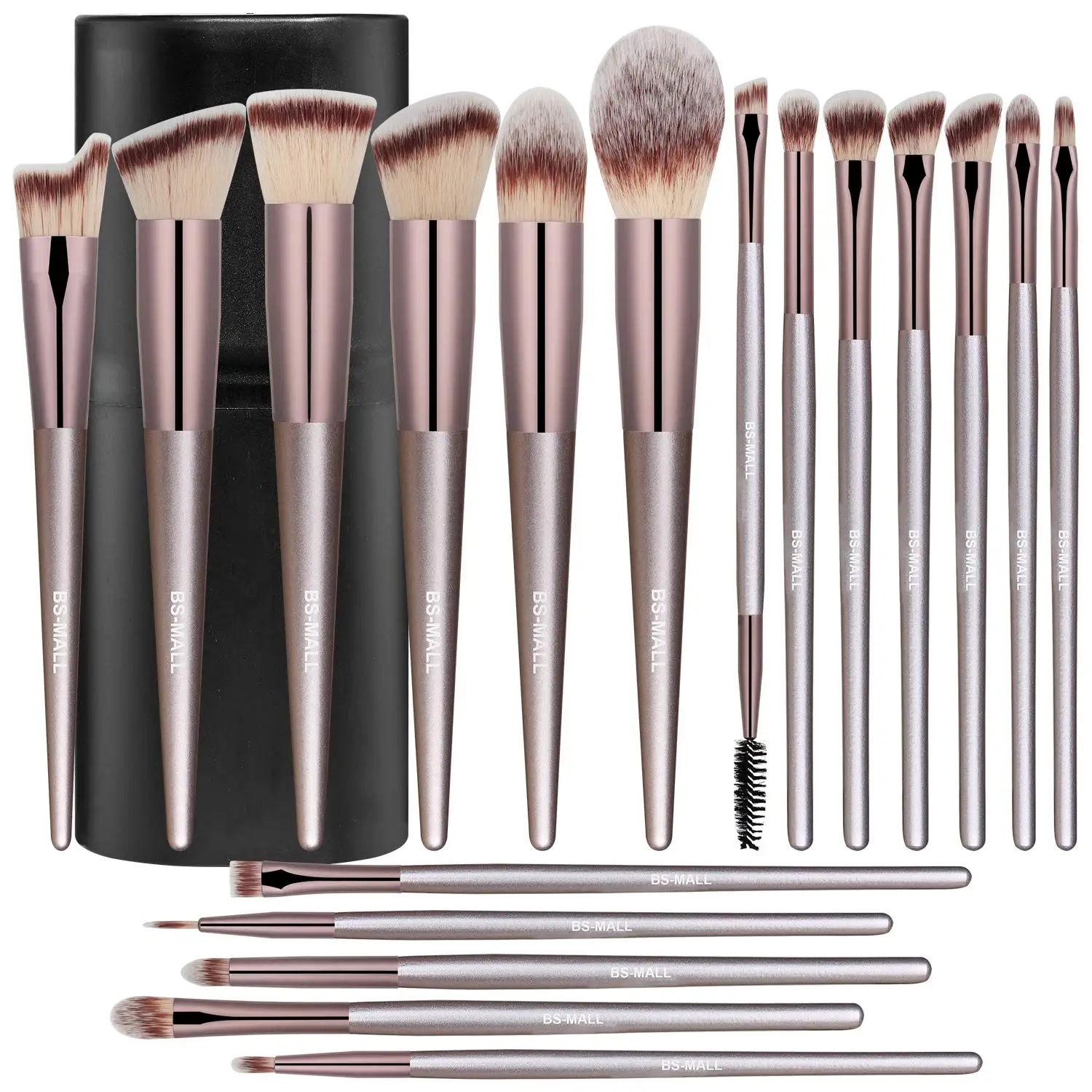 

Professional 18 Piece Makeup Brush Set BSMALL Champagne Gold Face Eyeshadow Cosmetic Makeup Brushes With Brush Case