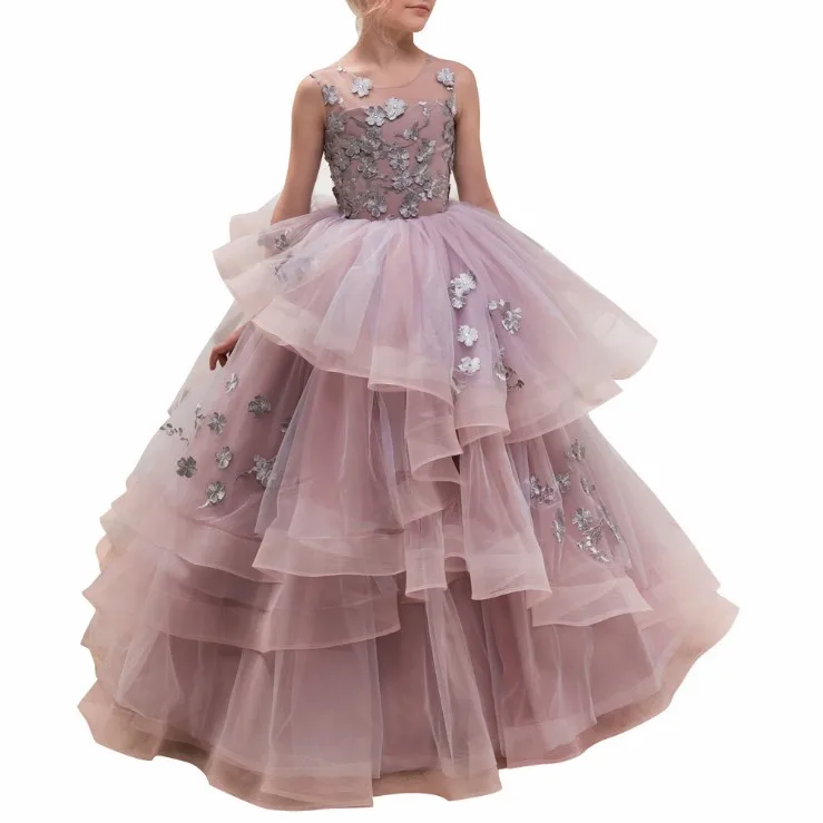 

Latest Cheap Princess Puffy Flower Girls Dresses Sleeveless Pageant Gowns For Little Girl Baby Girl Dresses, Picture color