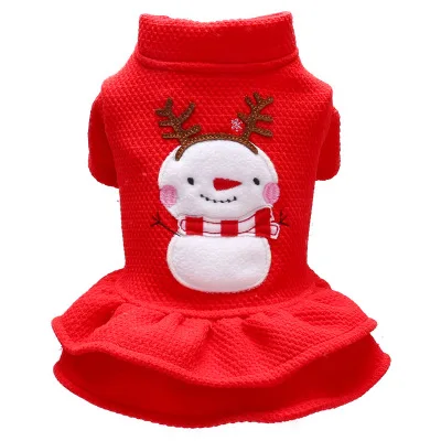 

SYT08-Christmas new cute snowman dress pet costume, Red
