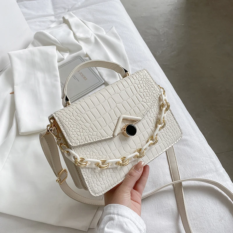 

Crossbody Bags For Female Stone Pattern Shoulder Bag Knotted Handle Special Lock Messenger Hand Bags Women Small Alligator Purse