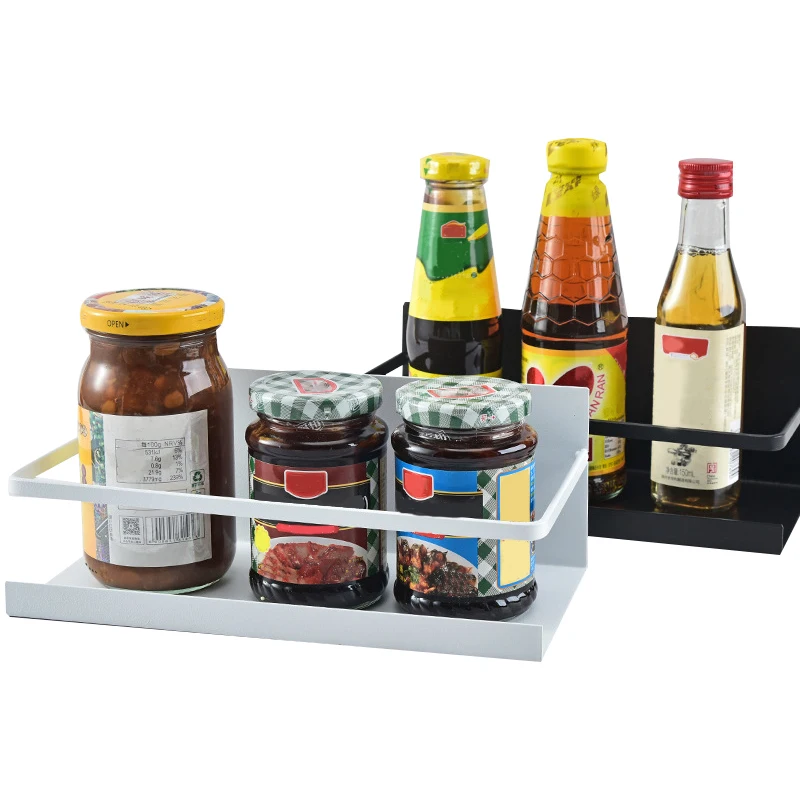 

Home Storage Foldable Magnetic Bottle jar shelf Kitchen Spice Rack, Black