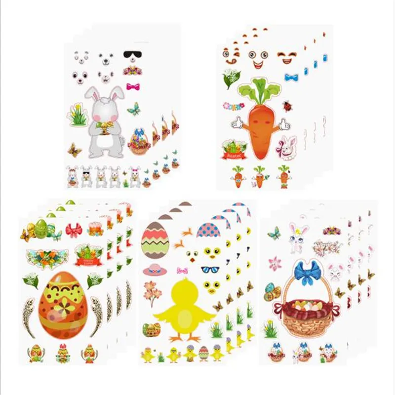 

Easter Cartoon Stickers Bunny Chick Carrot Egg Pasters Easter Stickers Party Birthday Decoration HFE-116016