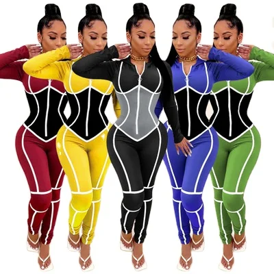 

Competitive prices fashion casual solid sport zipper hooded jumpsuit tight tracksuit bodycon jogger jumpsuit