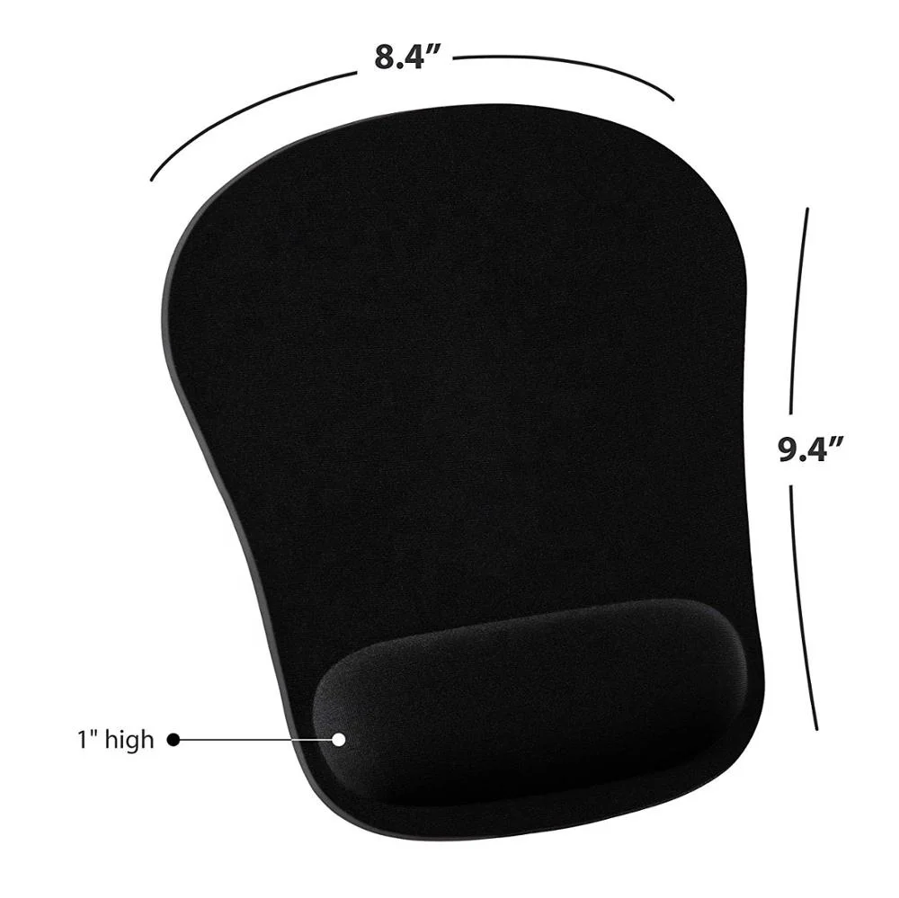 

Custom Logo Printed Comfortable Black Wrist Rest Mouse Pad With Wrist Rest