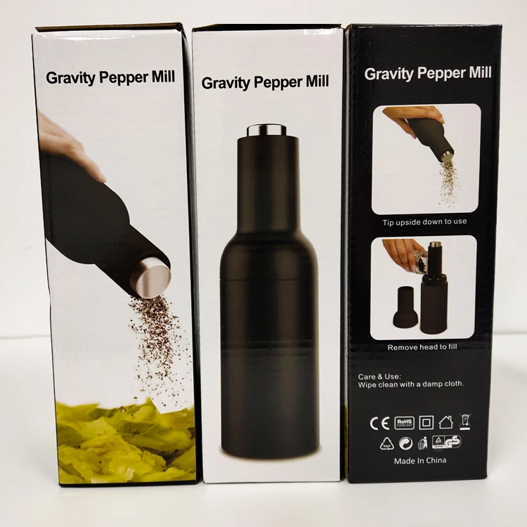

Wholesale Soft Feel Automatic Gravity Salt and Pepper Bottle Grinder Electric Ceramic Core Mill Shaker with Steel Lid