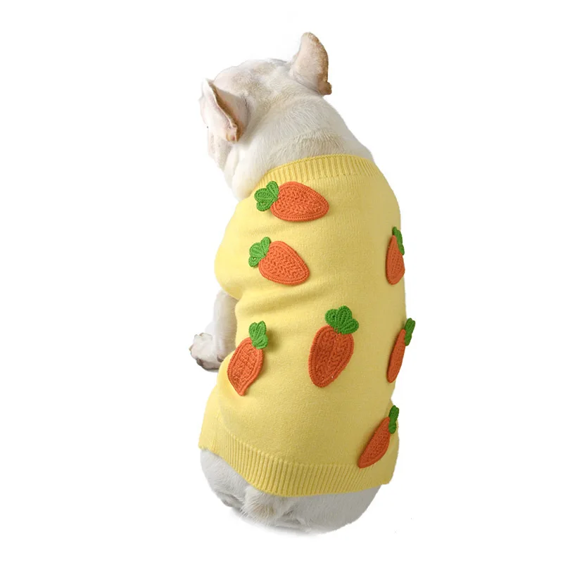 

Designer Soft Warm Cute Winter and Autumn Carrot Pet Clothes, Cat Dog Winter Knitting Sweater, Yellow