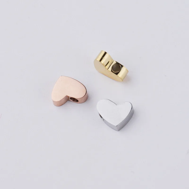 

8x6.5mm DIY Jewelry Findings Accessories Making Heart Stainless Steel Pendant Charm Beads Spacer For Necklace Bracelet, Gold,rose gold,silver