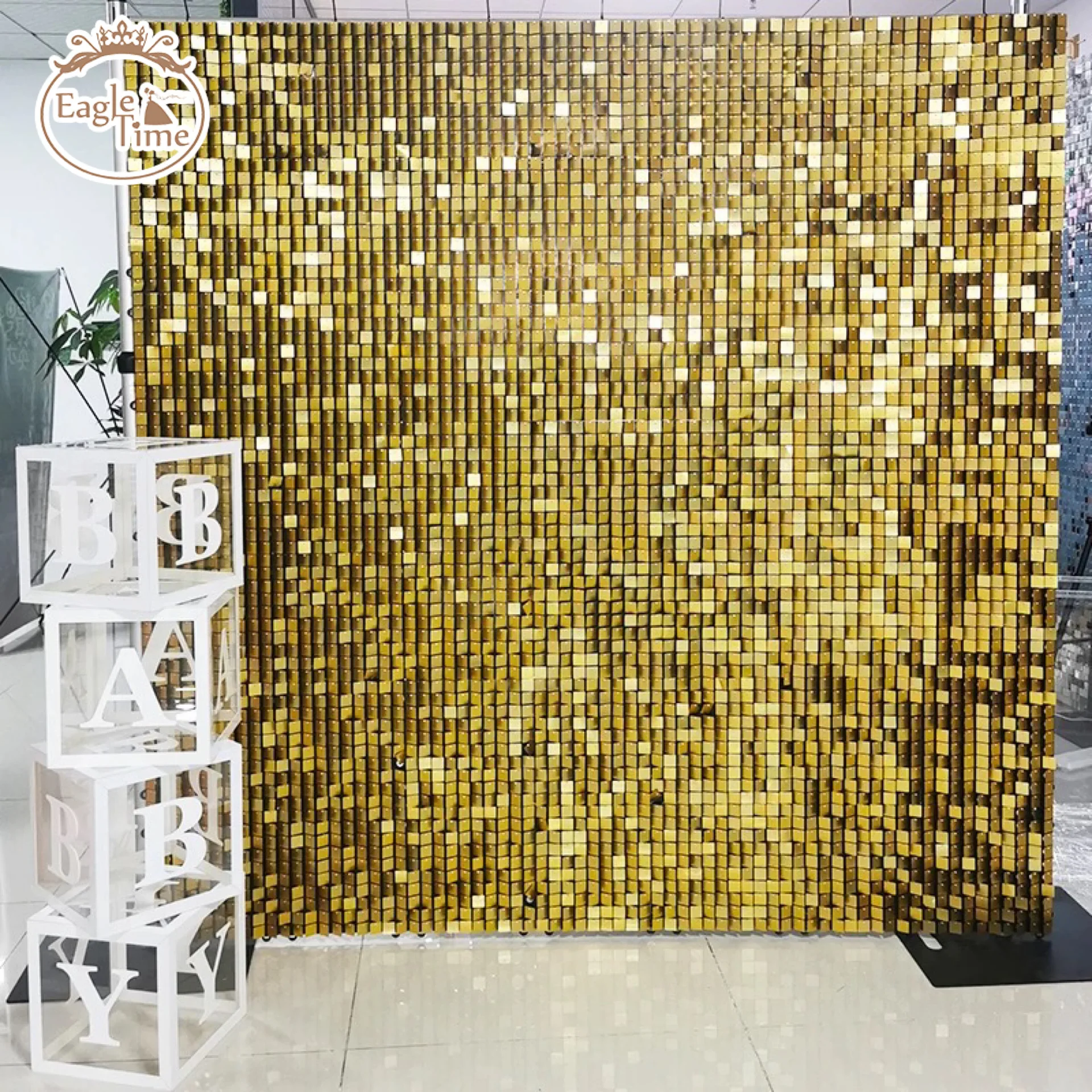 New Design Sparkly Grid Panel Shimmer Wall Party Birthday Wedding Decorations Event Party Sequin Background Board