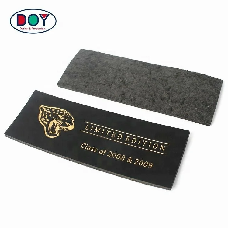 

Custom Heat Press Gold Foil Stamping Logo Real Leather Patches Labels for Denims Jackets Clothing, Black, accept customized
