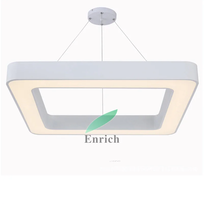 Round Corner LED Frame Pendant Light with 4000K White Metal Housing for Indoor Lighting