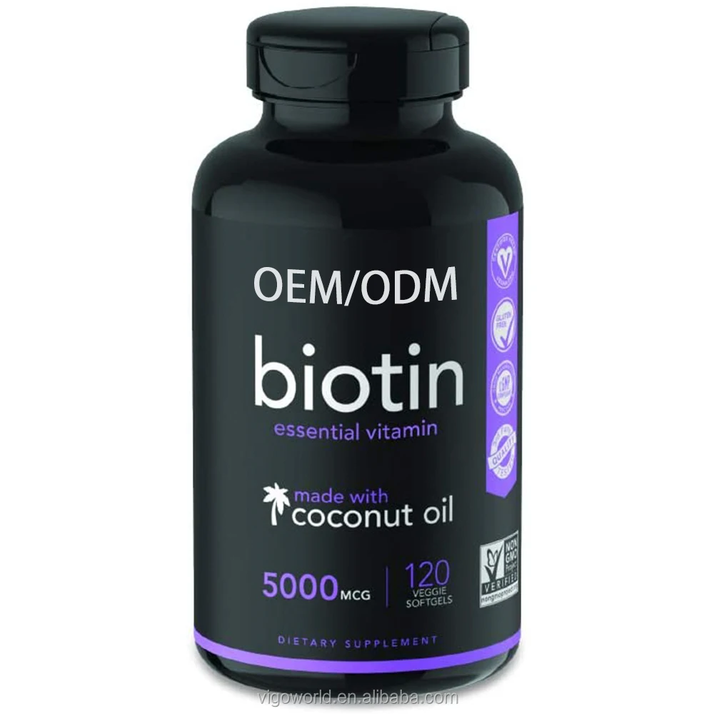 Private Package 5000 Mcg Biotin Softgel Made With Coconut Oil For Hair Skin Nail Growth Buy Oem Odm High Potency Biotin Softgel 5000mcg 120 Softgels Improve Hair Nail Growth Amazing Formulas Hair