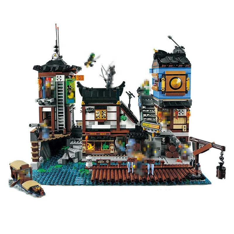 

City street view ninja goes city docks building blocks compatible with 70657 for boys and girls
