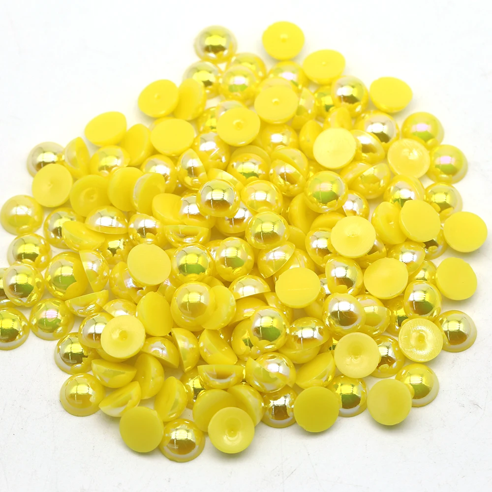 

Accept Customized Mixed Color Size 2mm -14mm Half Round Flatback Plastic Citrine Ab Abs Pearl Beads For Phone Case Crafts
