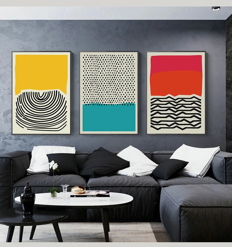 

Modern Multicolored Red Blue Abstract Geometric Wall Art Canvas Painting Picture Poster and Print Gallery Living Room Home Decor