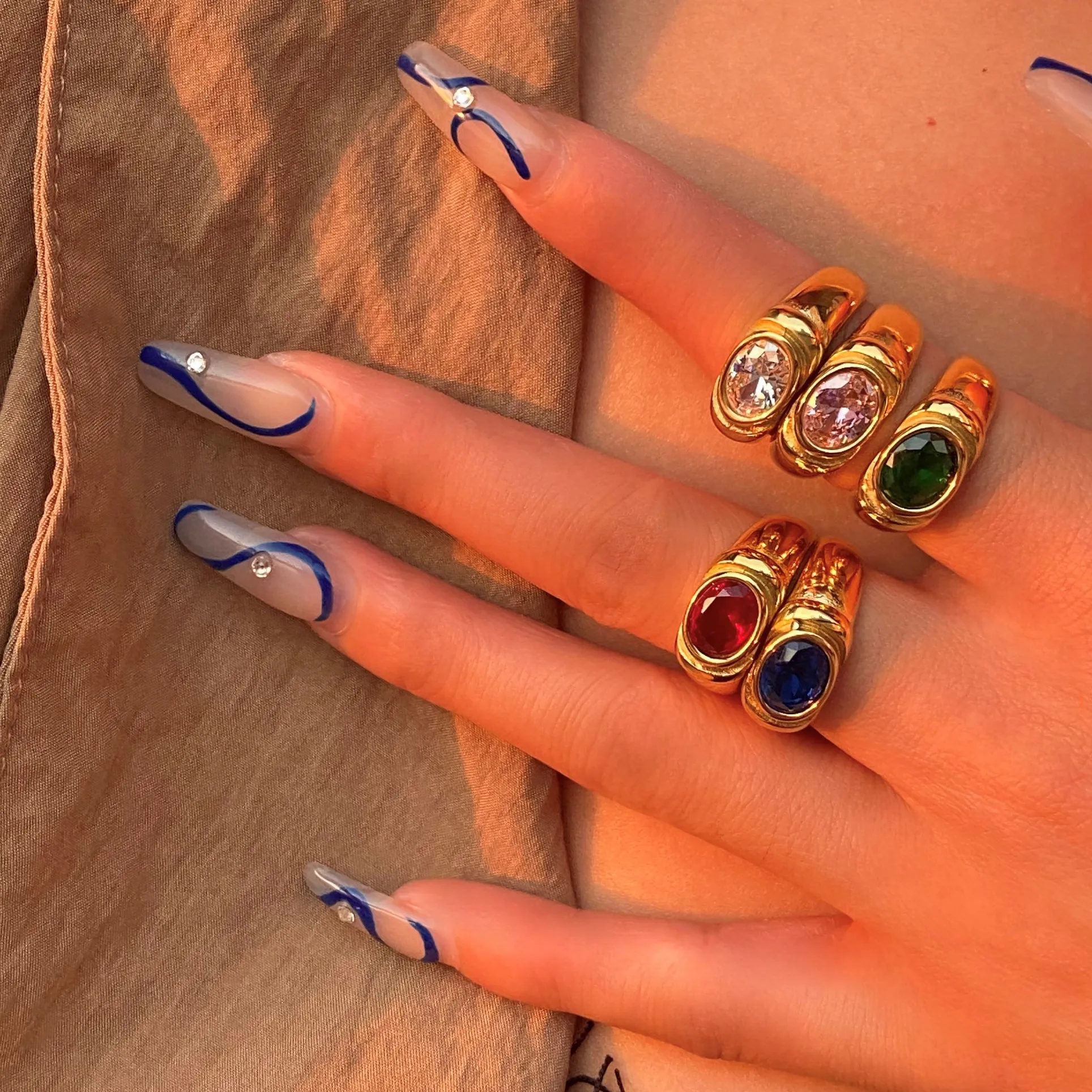 

2021 Dazan New 18k Gold High Color Retention Wedding Designer Unique Design High Quality Fashion Colorful Zircon Ring For Women