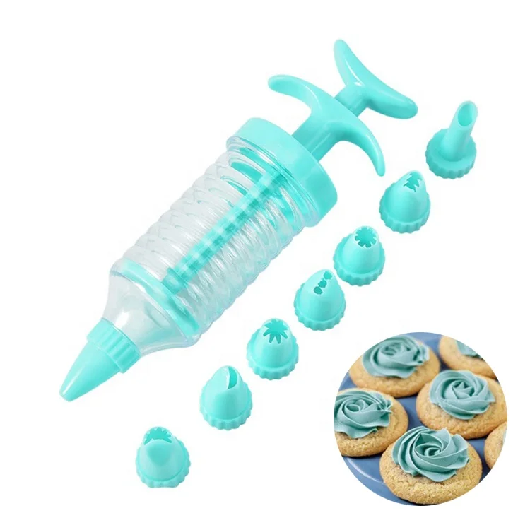 

Baking Cake Decorating Tool Hand press Cookie Gun Biscuit Squeezer cupcake cream flower decorating With 8 decorating mouth, White or customized