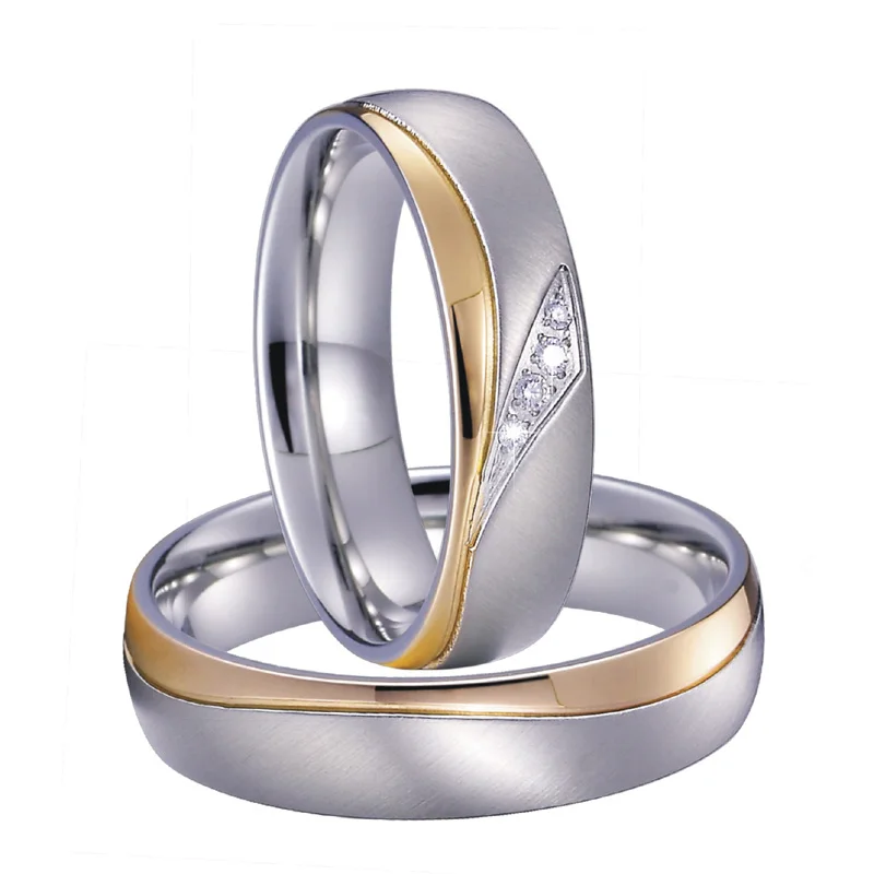 

wholesale custom Wedding Rings Set Couple for men and women Marriage Anniversary Year Valentines Gift 316L Stainless Steel Ring, As the photo