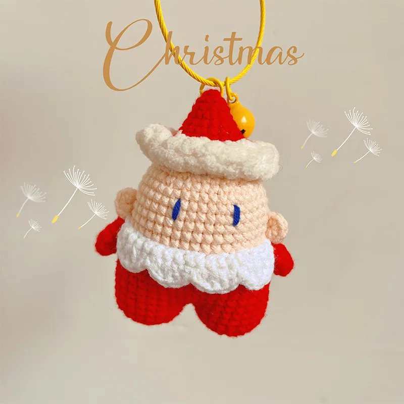 

Christmas creative hand-knitted Santa Claus keychain crochet finished to send classmates good gifts Christmas decorations