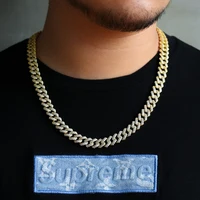 

KRKC&CO Mens Hiphop Miami CZ Prong Cuban Chain Necklace Set 12mm Iced Out Diamond Link Choker Prong Cuban Chain