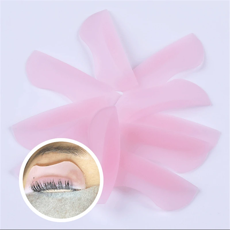 

EB007 5 Pairs Silicone Gasket Eyelash Permanent Curler Curling Root Lifting Pink False Eyelash Shield Pad Beauty Tools