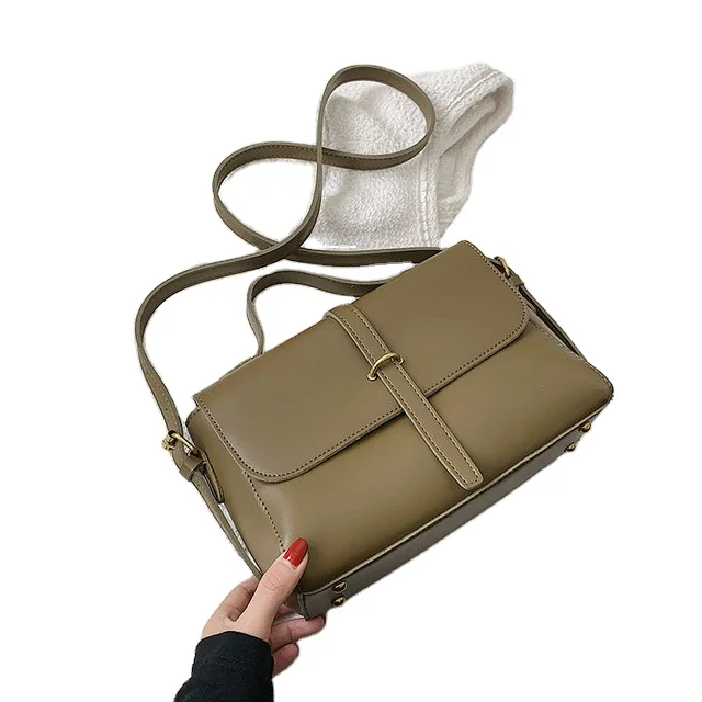 

Simple texture 2022 new fashion One Shoulder Messenger Bag retro autumn and winter portable small square bag