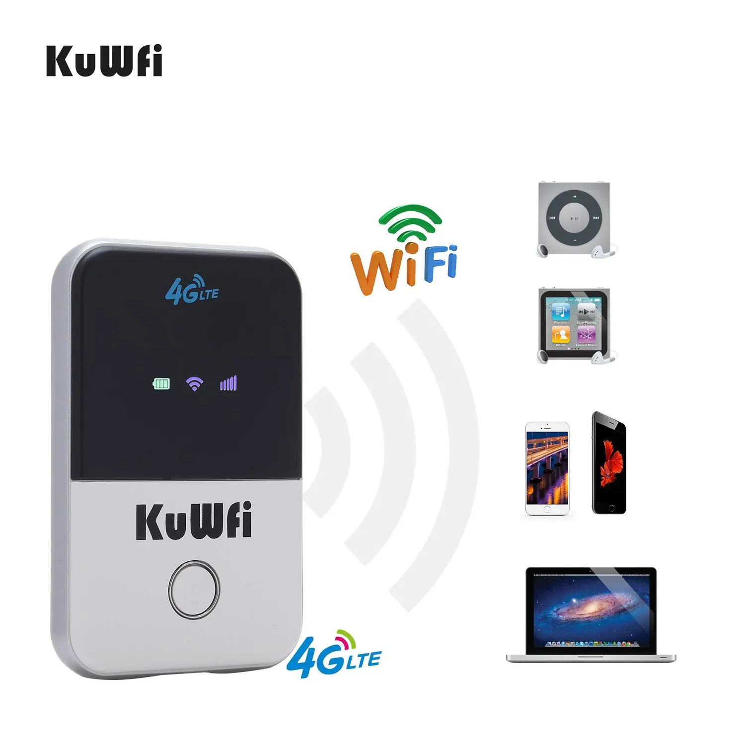 

High speed KuWFi 150mbps cat4 double card mini portable wifi modem router mobile 4g lte hotspot router for travel outdoor