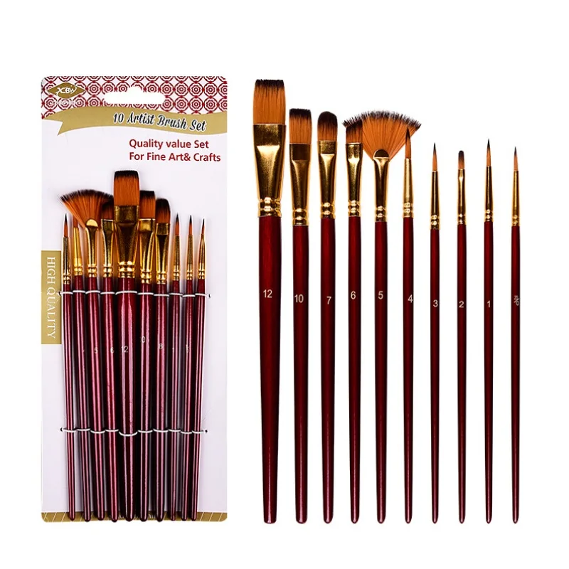 10 Piece Per Set Artist Diy Nylon Hair Paint Brush Set Buy Diy Paint Set,Hair Brush Set,10