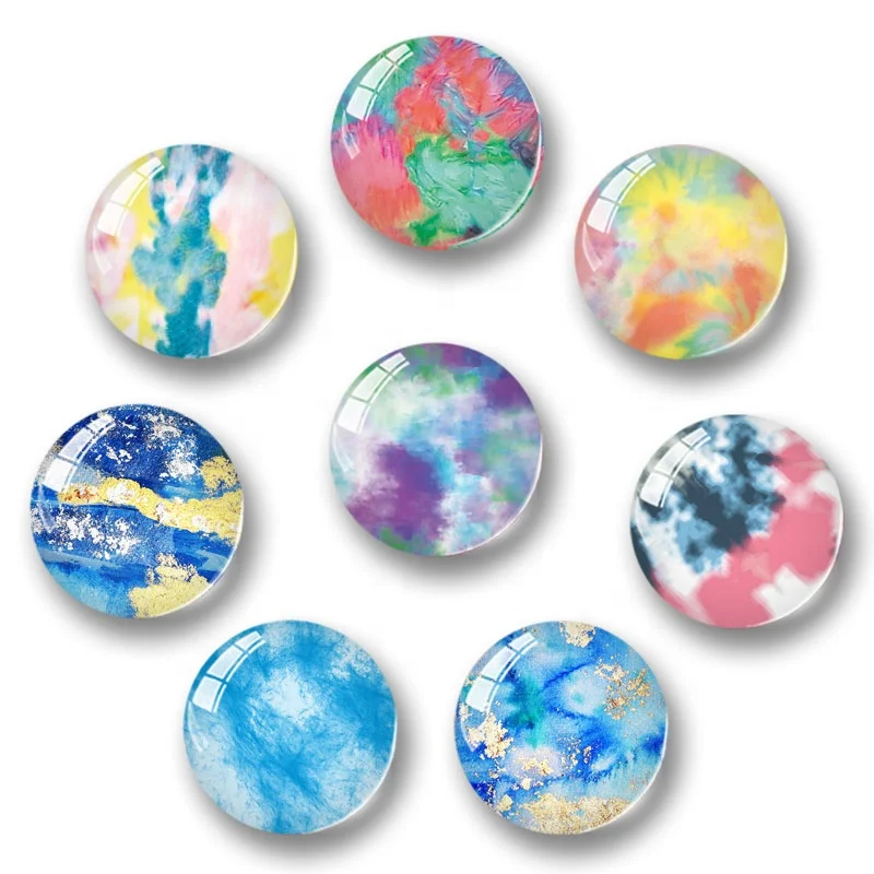 

New 40mm Colorful Creative Simple Oil Painting Crystal Glass Magnetic Fridge Magnet, Free customization