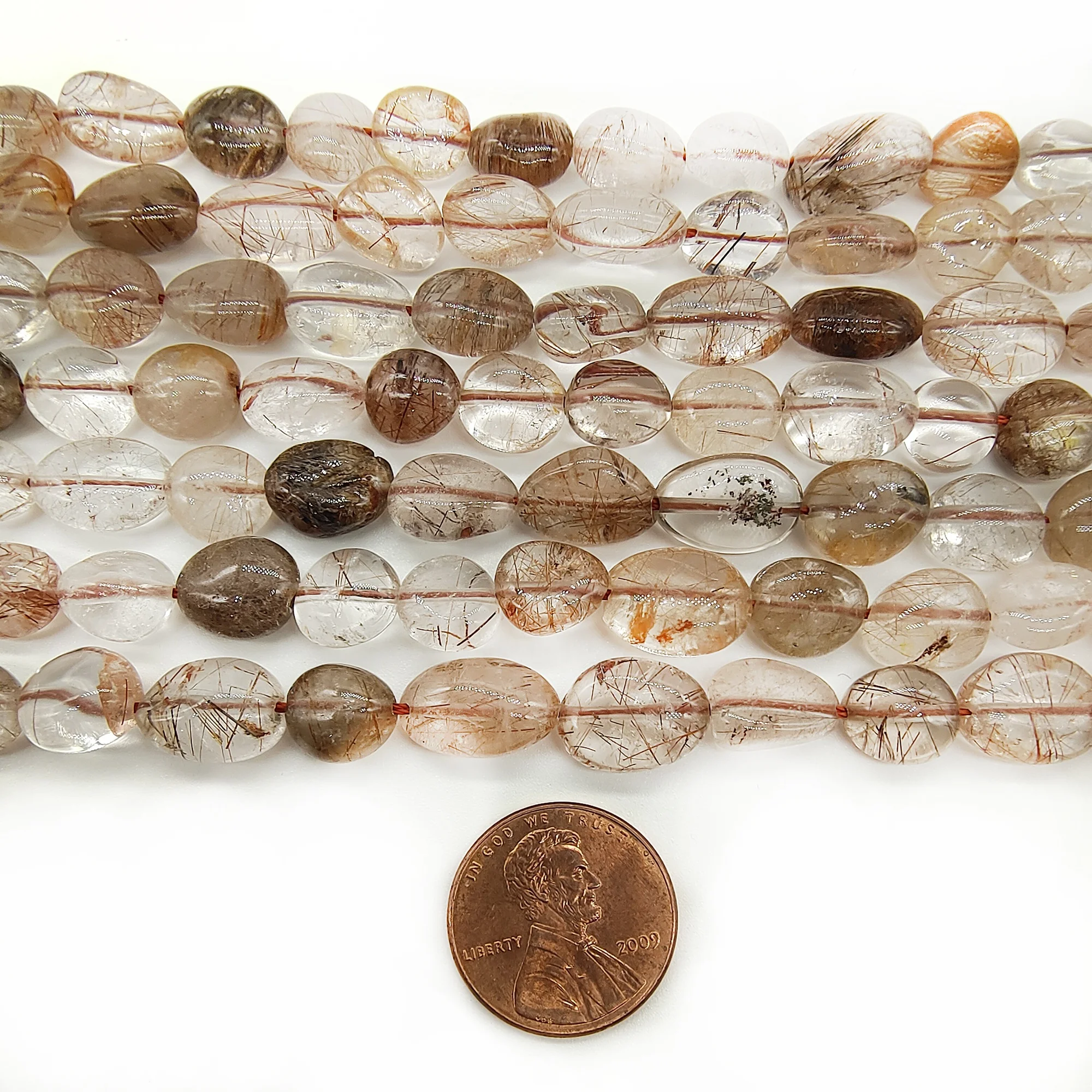 

Natural gemstone wholesale and retail smooth nugget beads freeform tumble brown Copper Hair Rutilated Quartz Crystal beads, As picture