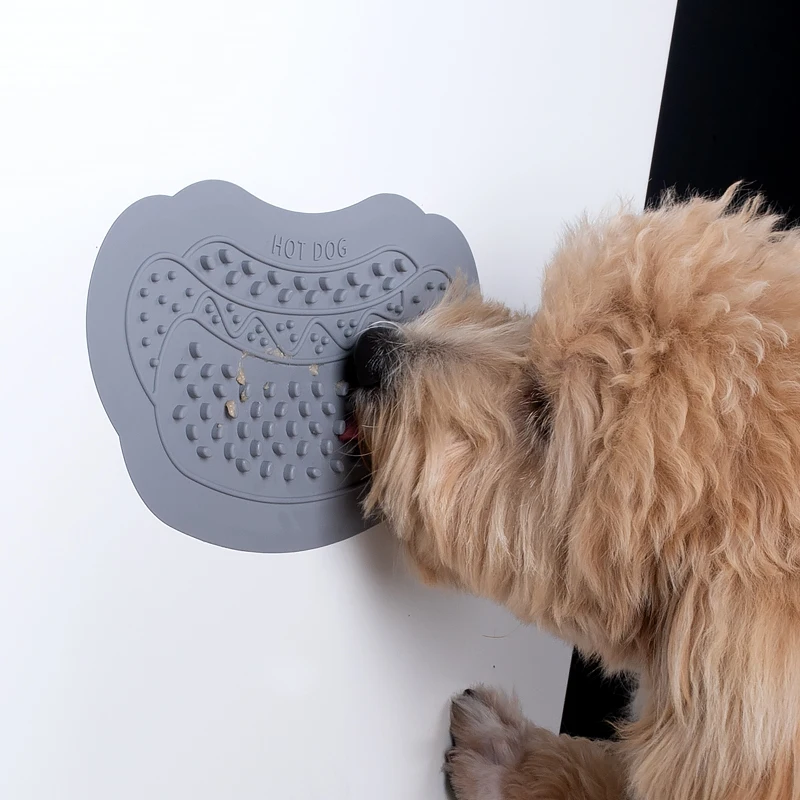 

New Design Hot Dog Shaped Soft Silicone Pet Products Slow Feeder Mat BPA Free Dog Licking Mat for Easy Grooming and Slow Feeding