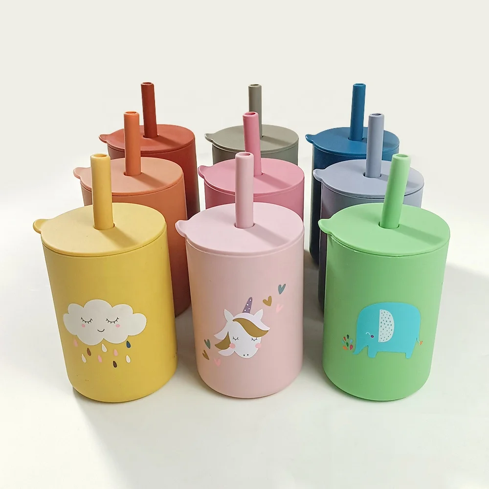 

Food Grade Silicone Baby Feeding Straw Cup Silicone Baby Learning Feeding Bottles Baby Silicone Straw Cup Water Bottle