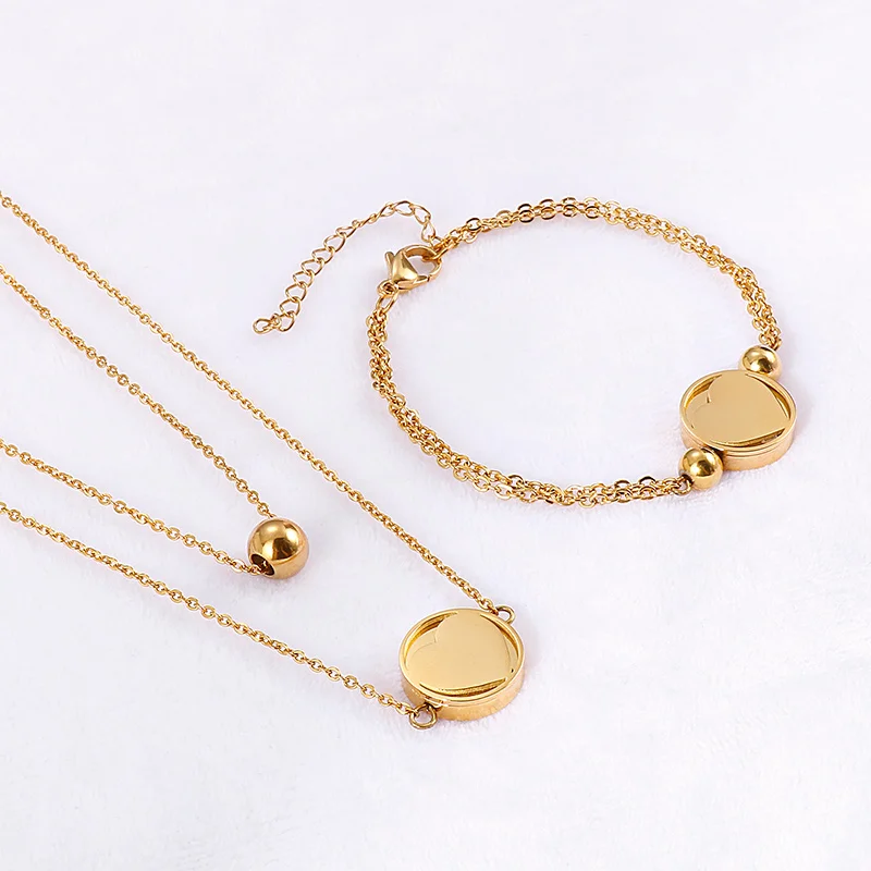 

Fashion women's double layer love necklace Stainless Steel Necklace