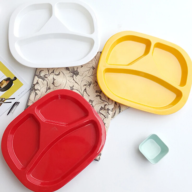 Food Grade Portions Control Plate 3 Compartments Melamine Plastic Meal