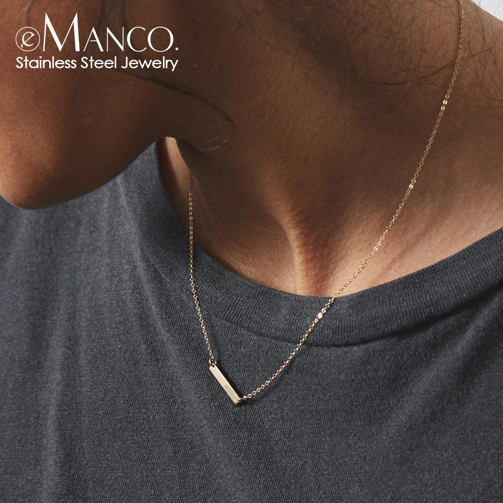 EManco Custom Minimalist Stainless Steel 14K Gold Plated Link Necklace for Women Engravable Nameplate Trendy Accessory 3 Sizes