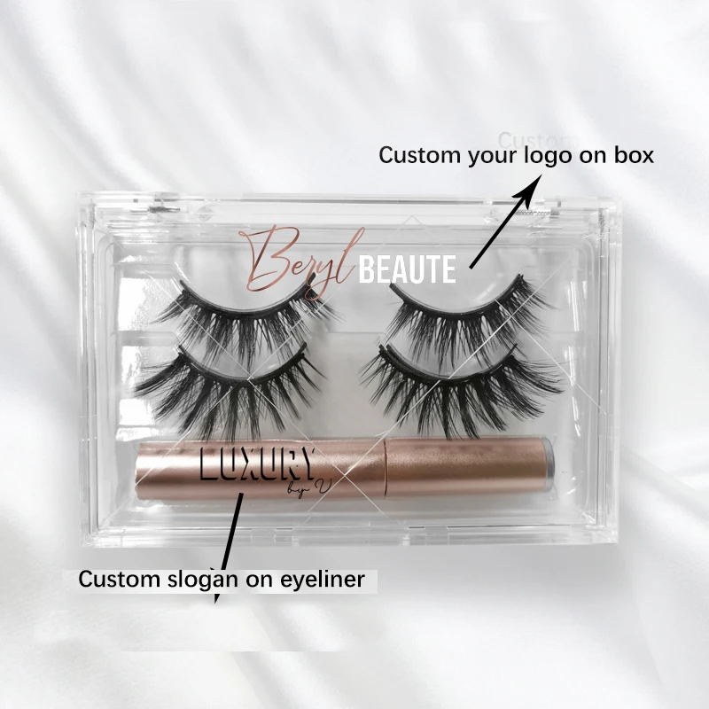 

High Quality Waterproof Sweat-Proof Natural Faux Mink Magnetic Lashes Private Label Magnetic Vegana Eyelashes With Eyeliner, Natural black