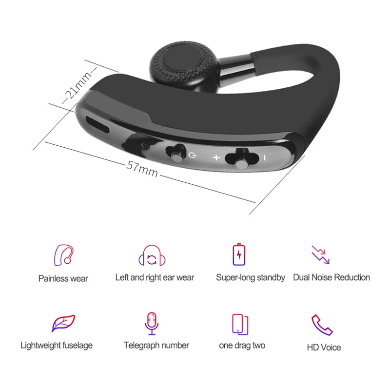 New Wireless Headphone V9 Bluetooths 4.1 headset Business Voice Control Ture Stereo Earhook Earphone with mic Handsfree - ANKUX.COM