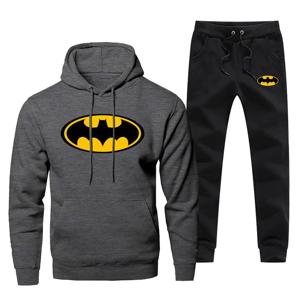 

Bat Print Fashion Men Full Suit Tracksuit Superhero Bat Sweatpants Hoodies For Men, Custom color