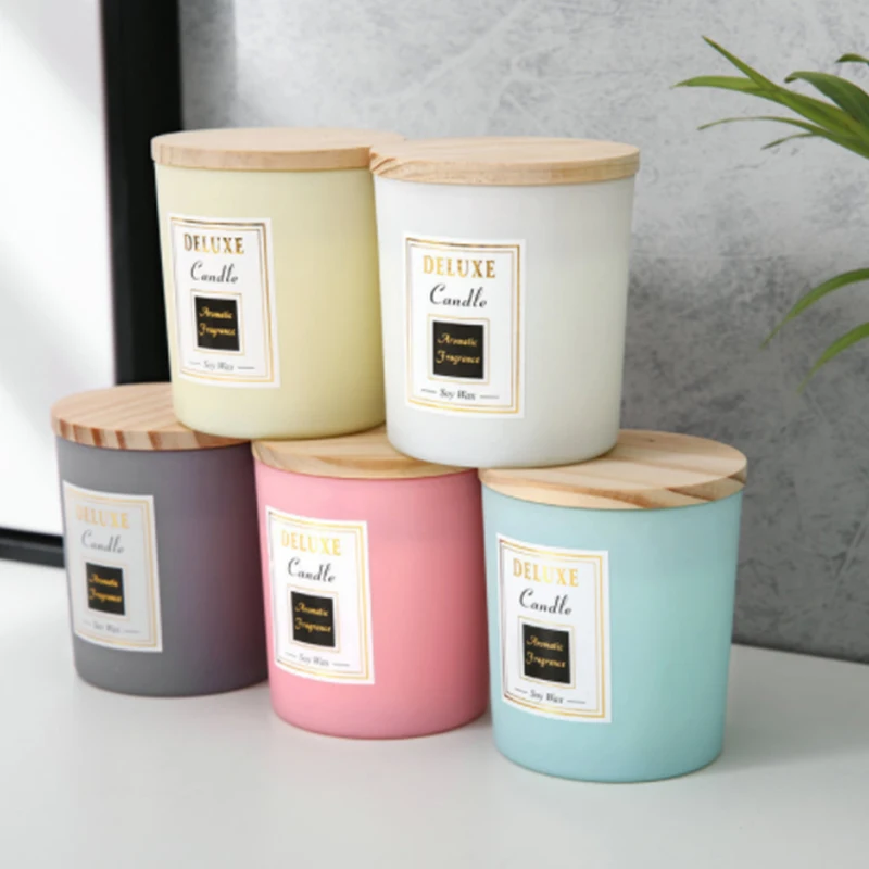 Custom Luxury Aroma Gifts Set Scented Soy Wooden Lid Glass Jar Candle
