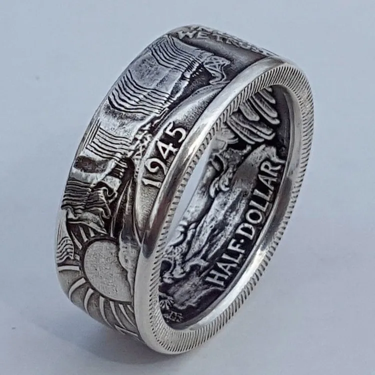 

CAOSHI New Handmade Fashion Jewelry Punk Ring Men America 1945 Men Hip Hop Silver Rings Fashion Punk Vintage Men Ring